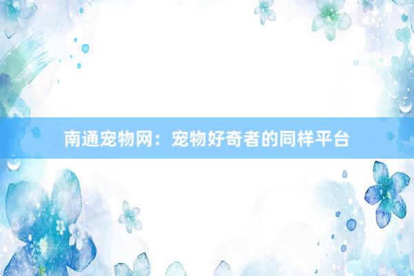 南通宠物网：宠物好奇者的同样平台